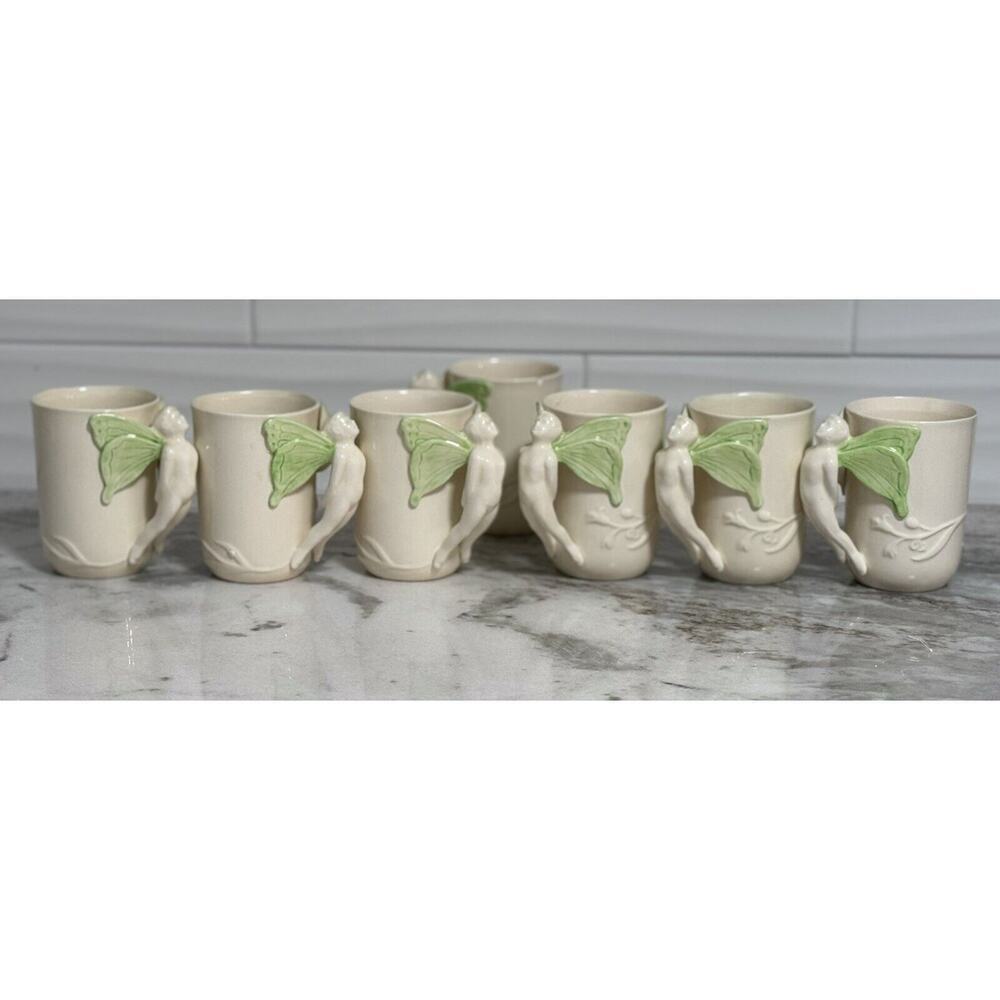 Vtg Vandor Imports 1979 Fairy Nymphs Winged Handle Coffee Cups Mugs Set 7 - Picture 8 of 13